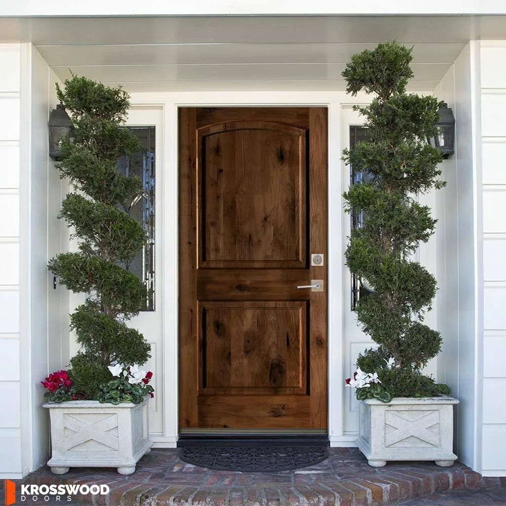 Krosswood Doors 36 in. x 80 in. Rustic Knotty Alder Arch Top Provincial Stain Left-Hand Inswing Wood Single Prehung Front Door, photo 6 of 8