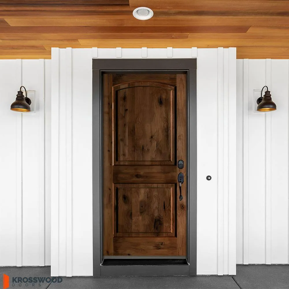 Krosswood Doors 36 in. x 80 in. Rustic Knotty Alder Arch Top Provincial Stain Left-Hand Inswing Wood Single Prehung Front Door, photo 4 of 8