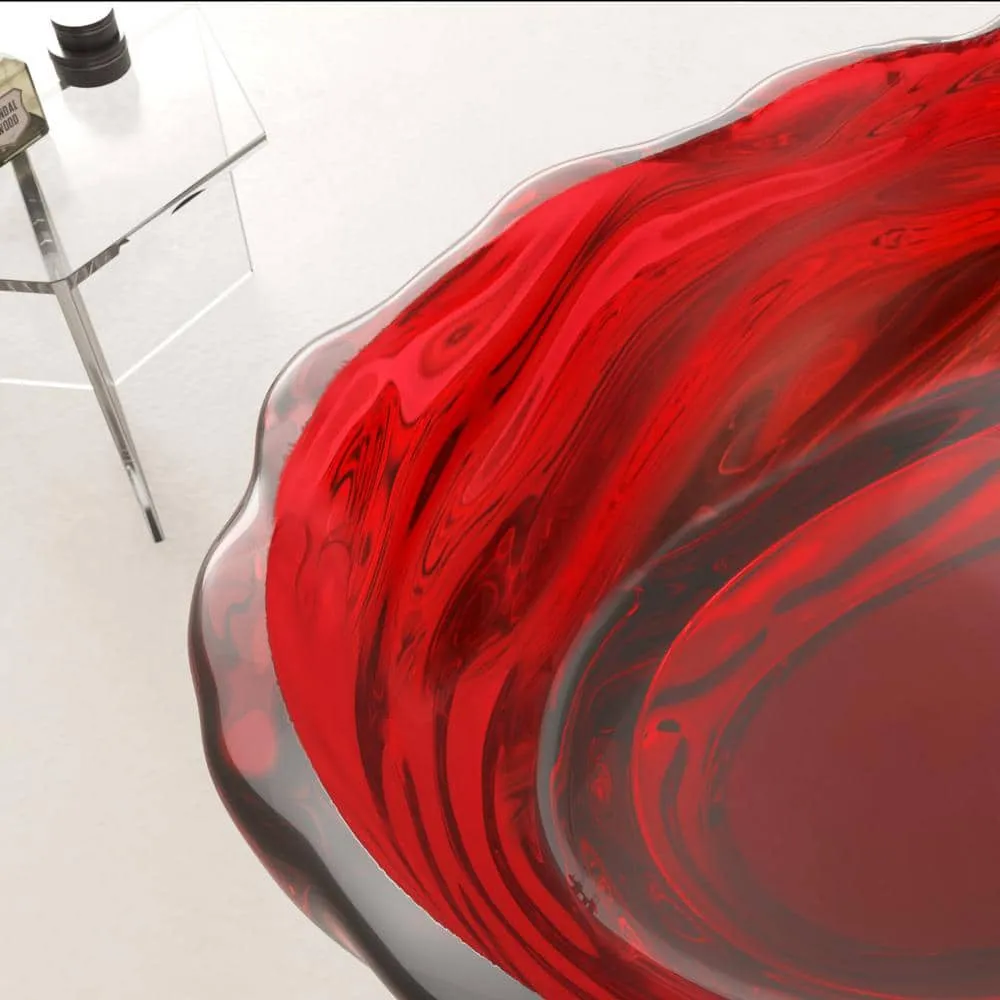 Vanity Art 69 in. x 30 in. Freestanding Oval Soaking Stone Resin Bathtub in Pure Resin Red with Polished Chrome Pop Up Drain, photo 6 of 7