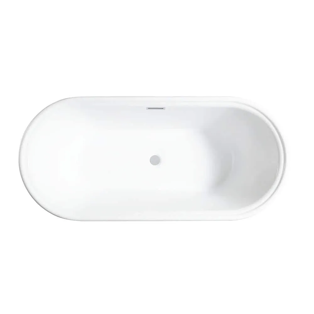 Vanity Art Versailles 67 in. x 31 in. Acrylic Freestanding Soaking Bathtub with Center Drain in Pure White, photo 3 of 5