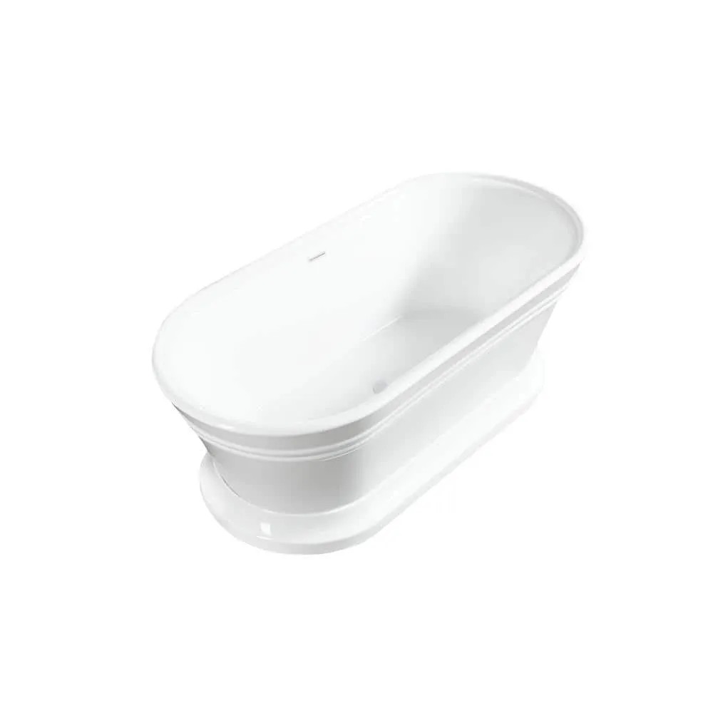 Vanity Art Versailles 67 in. x 31 in. Acrylic Freestanding Soaking Bathtub with Center Drain in Pure White, photo 2 of 5