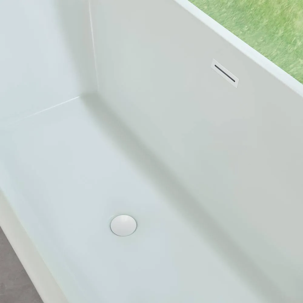 Vanity Art Nantes 67 in. x 30 in. Acrylic Freestanding Soaking Bathtub with Center Drain in Pure White, photo 5 of 12