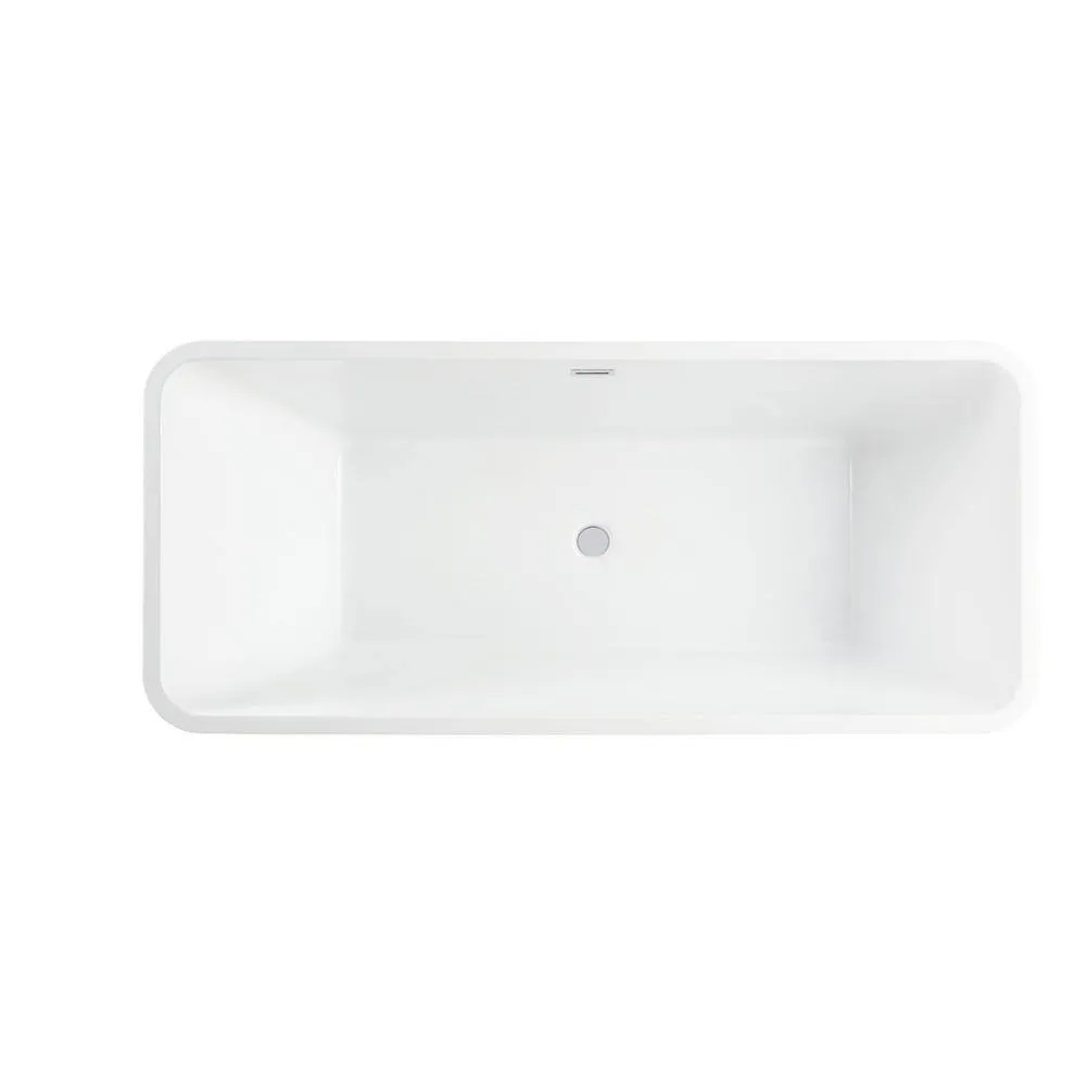 Vanity Art Nantes 67 in. x 30 in. Acrylic Freestanding Soaking Bathtub with Center Drain in Pure White, photo 11 of 12