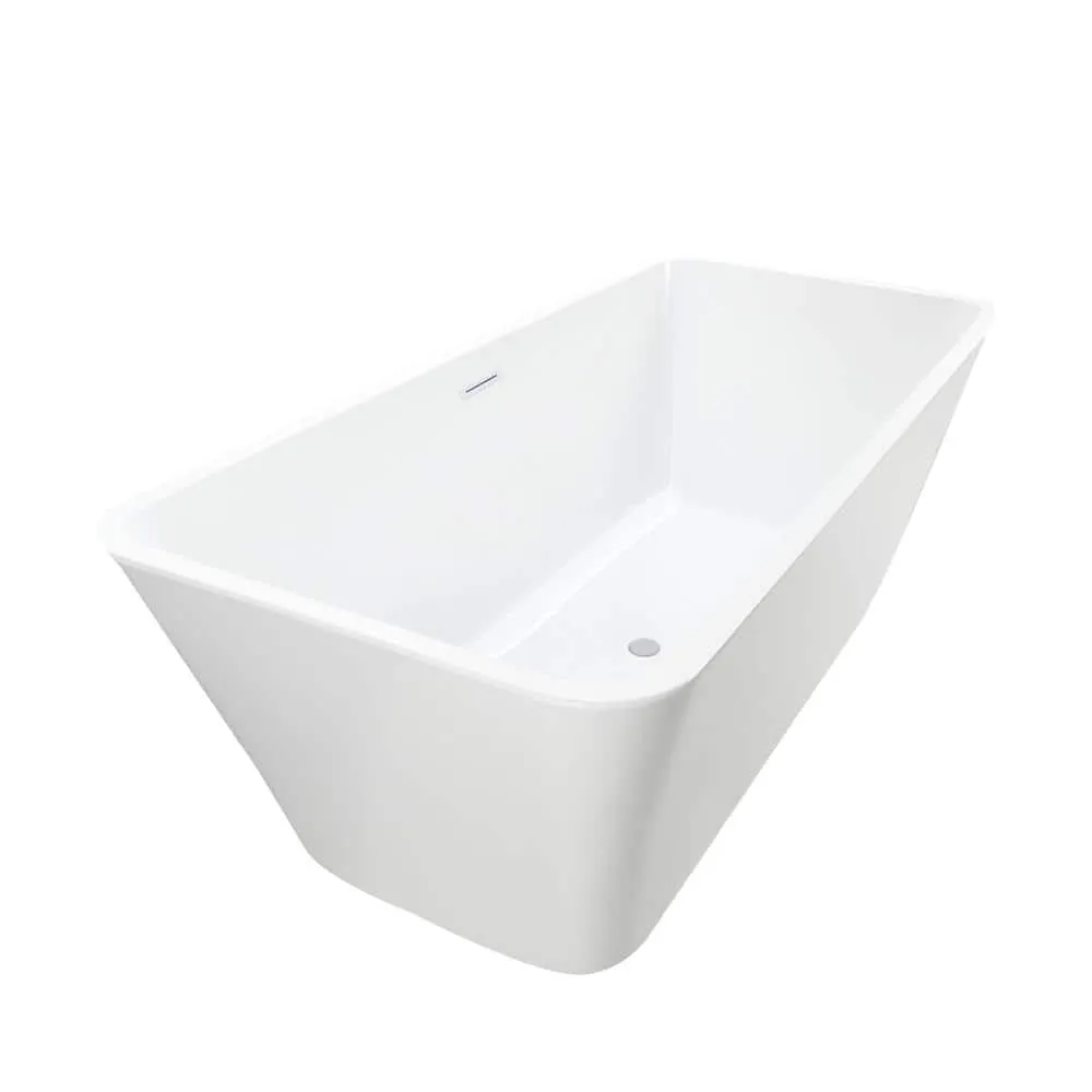 Vanity Art Nantes 67 in. x 30 in. Acrylic Freestanding Soaking Bathtub with Center Drain in Pure White, photo 9 of 12