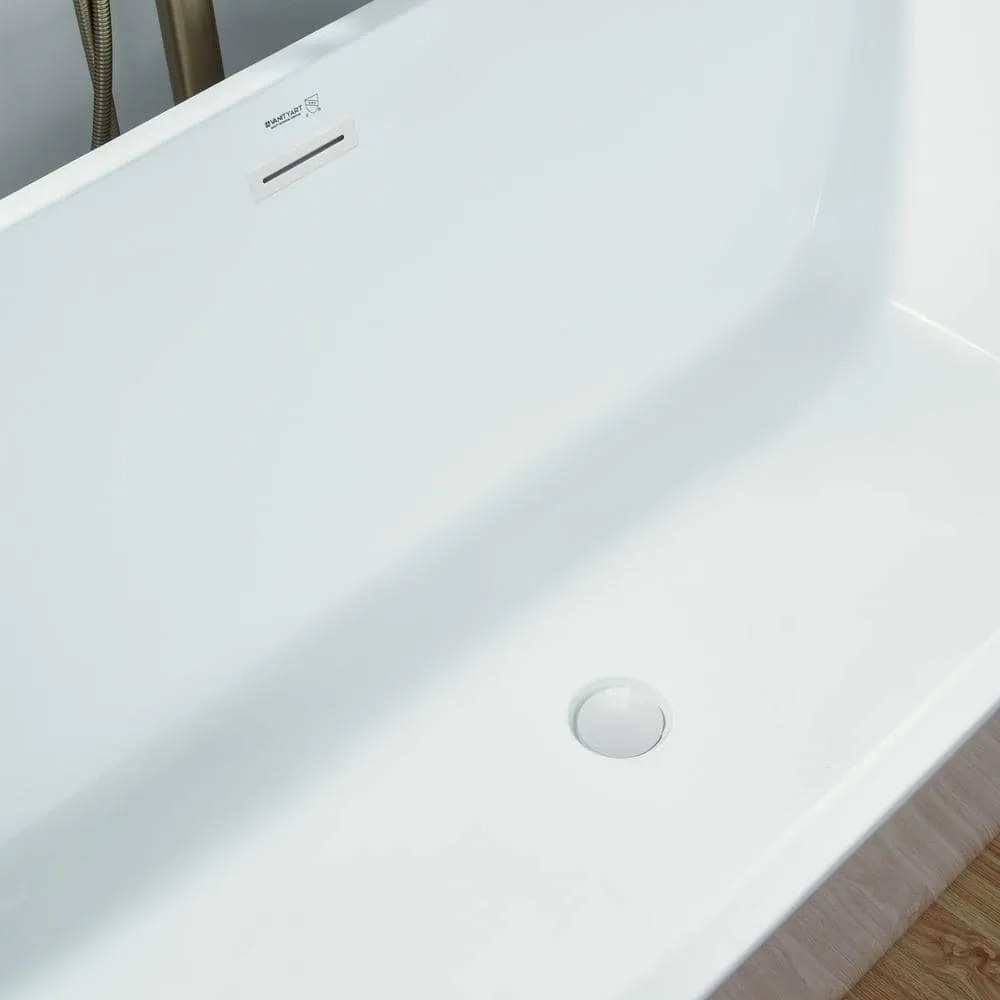 Vanity Art Montpellier 59 in. L x 30 in. W Acrylic Flatbottom Freestanding Bathtub in Pure White, photo 4 of 8
