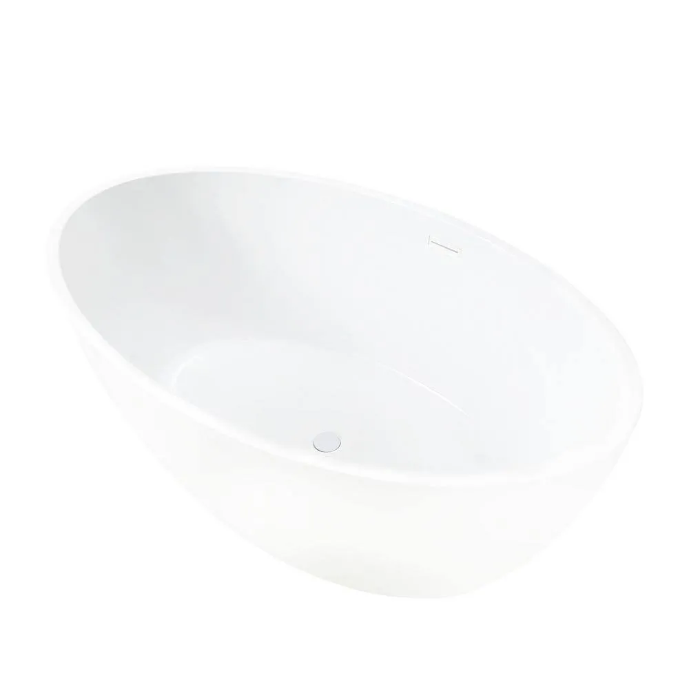 Vanity Art Amiens 69 in. x 40 in. Acrylic Flatbottom Freestanding Soaking Bathtub with Center Drain in Pure White, photo 4 of 6