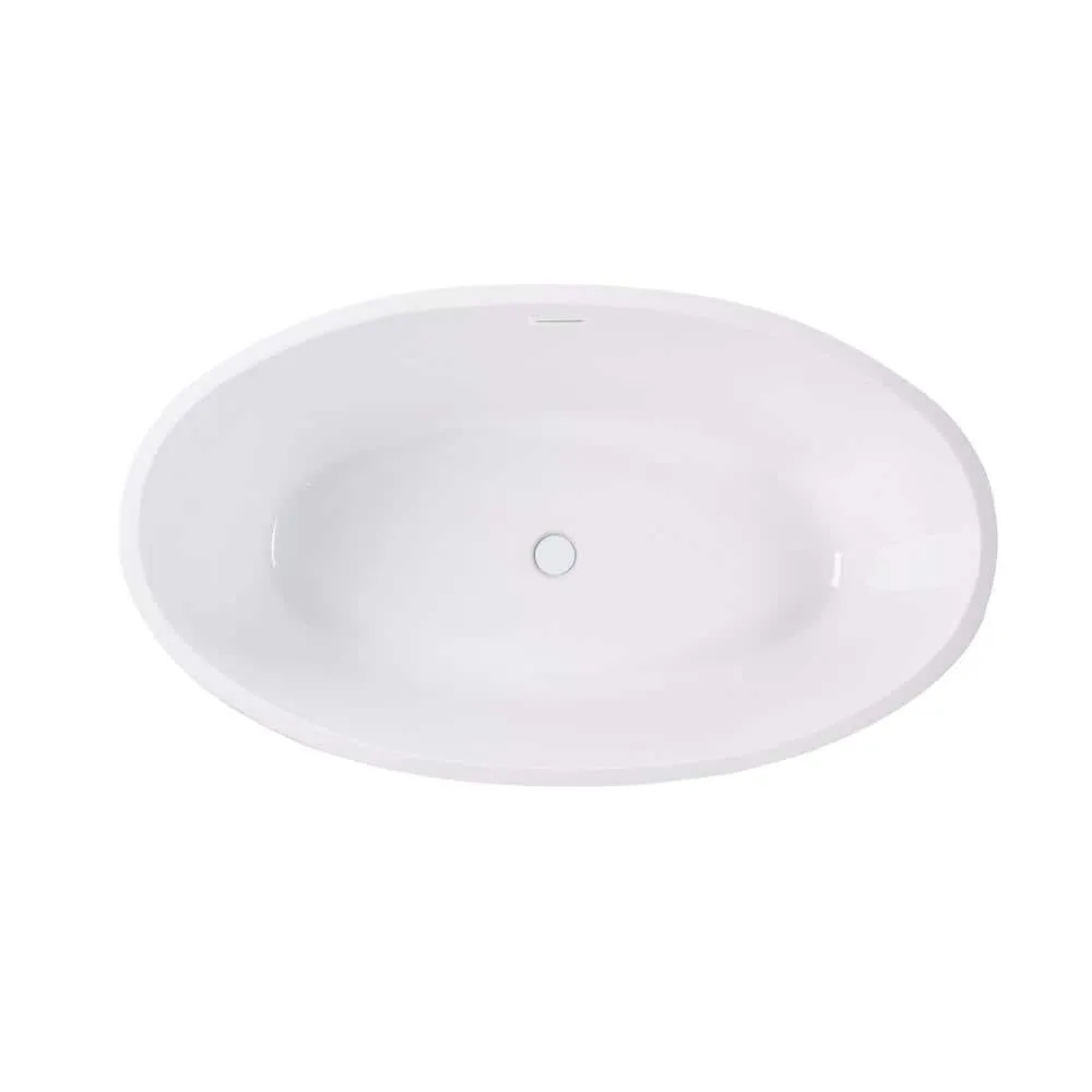Vanity Art Amiens 69 in. x 40 in. Acrylic Flatbottom Freestanding Soaking Bathtub with Center Drain in Pure White, photo 3 of 6