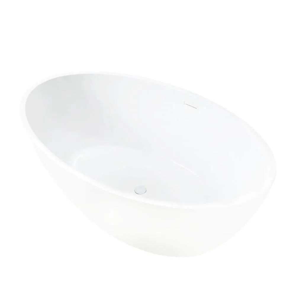 Vanity Art Calais 55 in. L x 32 in. W Acrylic Flatbottom Freestanding Bathtub with Center Drain in Pure White, photo 5 of 8