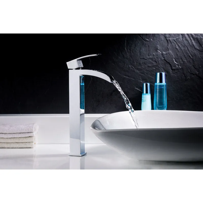 ANZZI Soave Series Deco-Glass Vessel Sink in Sapphire Wisp with Key Faucet in Brushed Nickel, photo 3 of 5