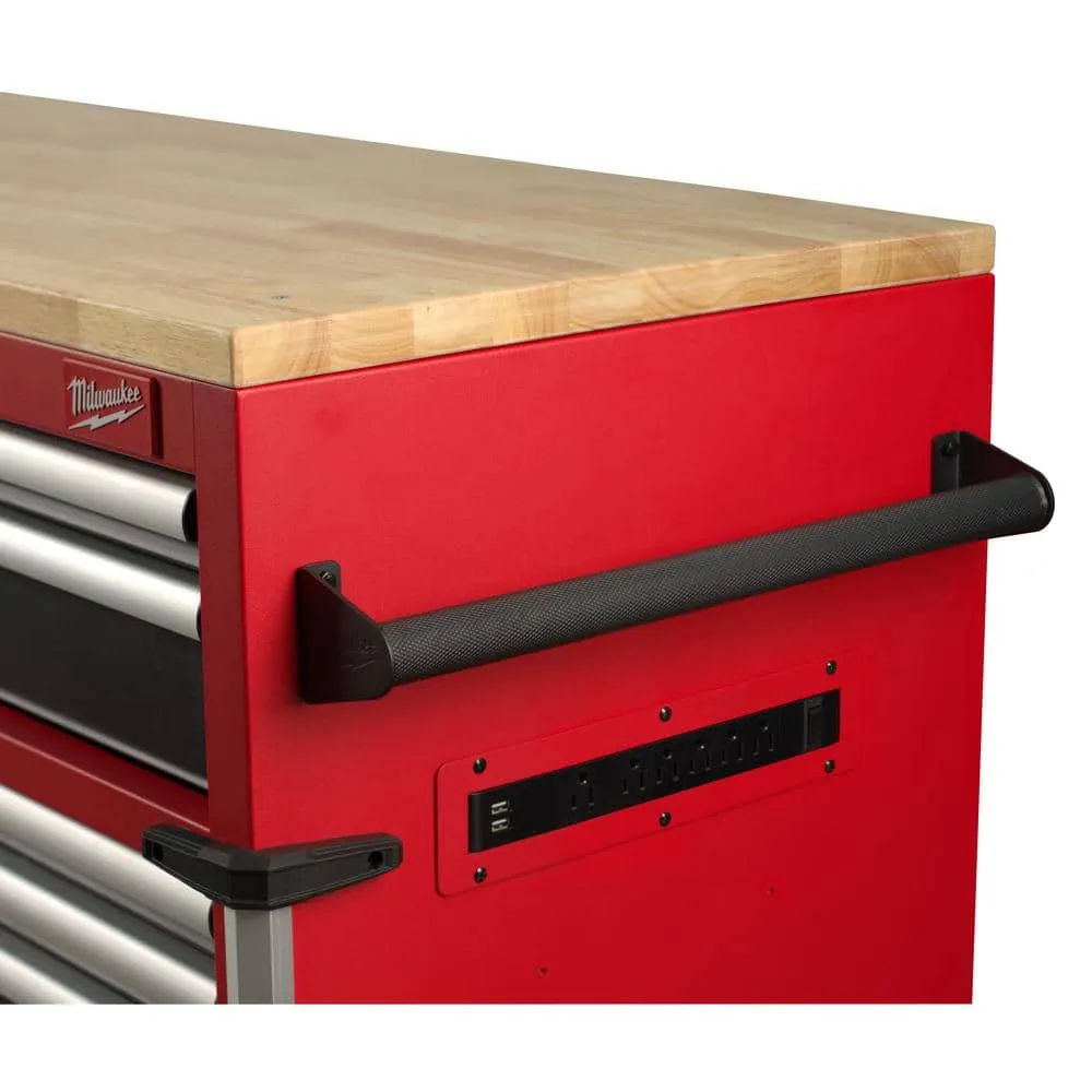 Milwaukee Tool Storage 52 in. W x 22.1 in. D Heavy-Duty Red Mobile Workbench Cabinet, 12-Drawer, Wood Top, photo 2 of 2