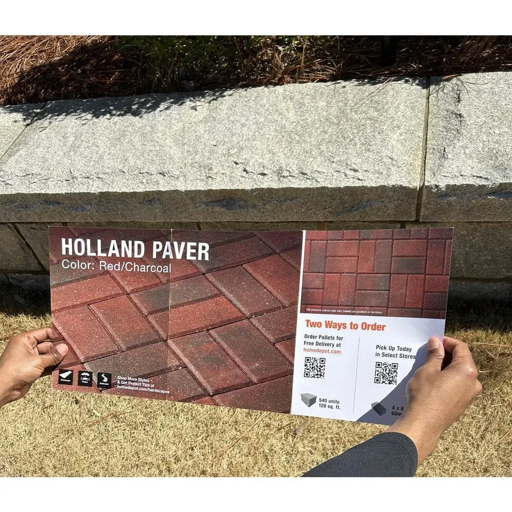 Oldcastle Paper Sample Only: 8 in. L x 4 in. W x 2.25 in. H 60 mm Red/Charcoal Holland Pavers Sample Board (1-Piece), photo 3 of 4
