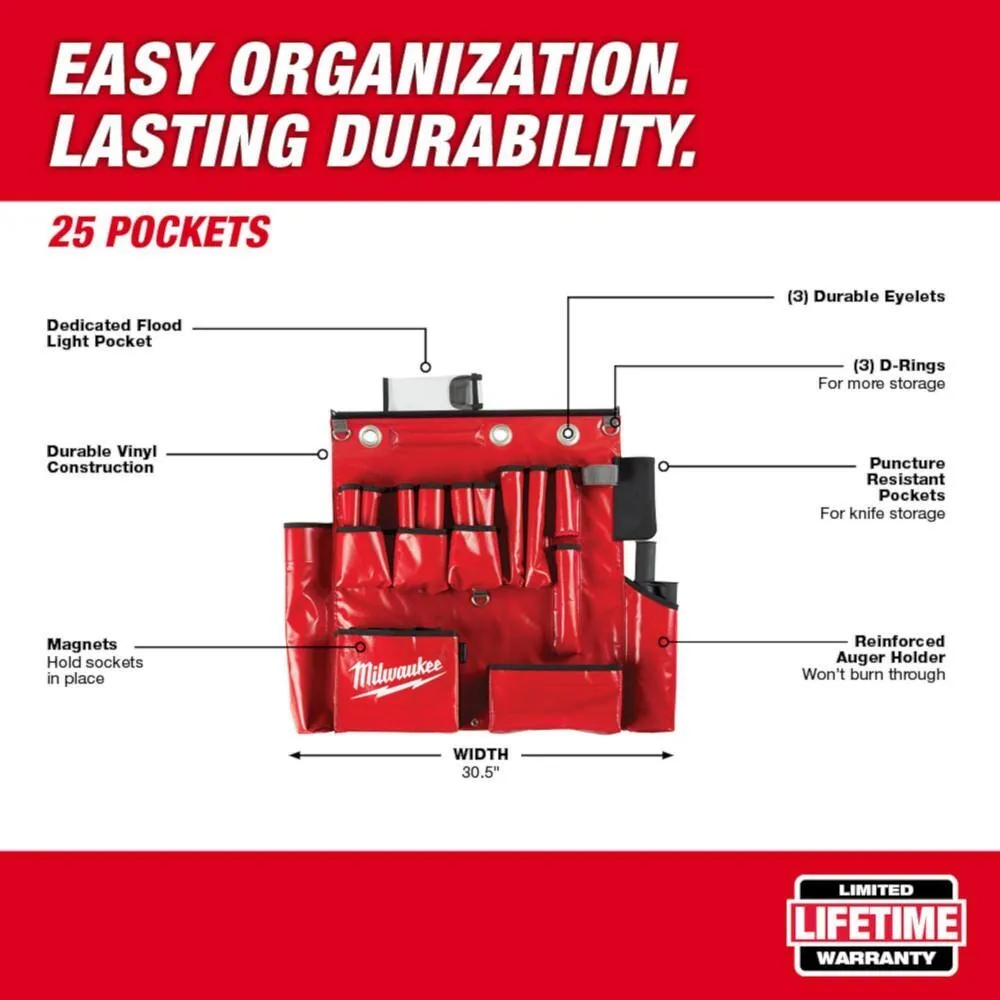 Milwaukee Lineman's Aerial Tool Apron with 5-in-1 Ratcheting Wrench, Milled Strike Face, Red — Model 48-22-8290 & 48-22-9216M (2-Piece), photo 2 of 2