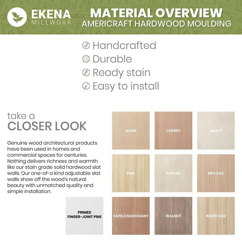 Ekena Millwork WM75 0.56 in. D x 1.63 in. W x 96 in. L Wood Red Oak Crown Moulding, photo 11 of 13