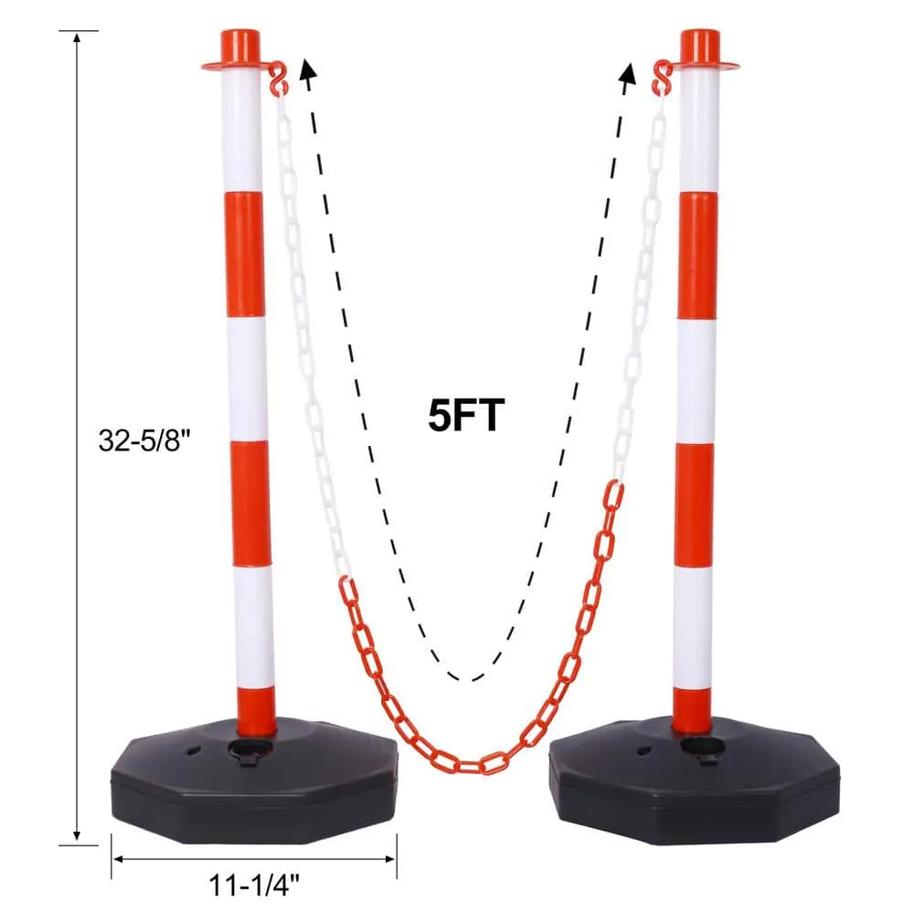 Tidoin 4-Pack Red 11.25 in. x 11.25 in. x 2.7 ft. Composite Fence Picket Post Cones with Fillable Base and 5 ft. Chain, photo 2 of 5