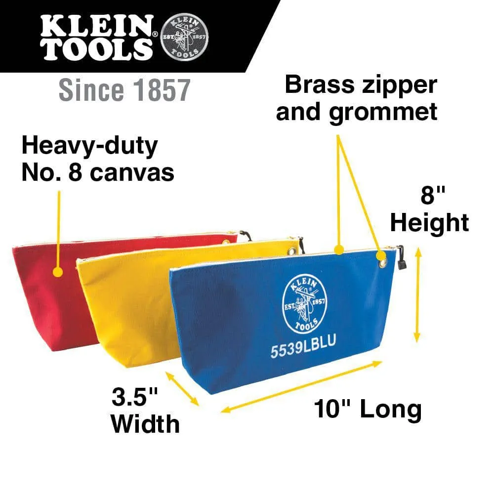Klein Tools Assorted Canvas Zipper Tool Bags, No. 8 Canvas, 10 x 8 x 3.5 in, 3-Pack (5539CPAK), photo 2 of 6