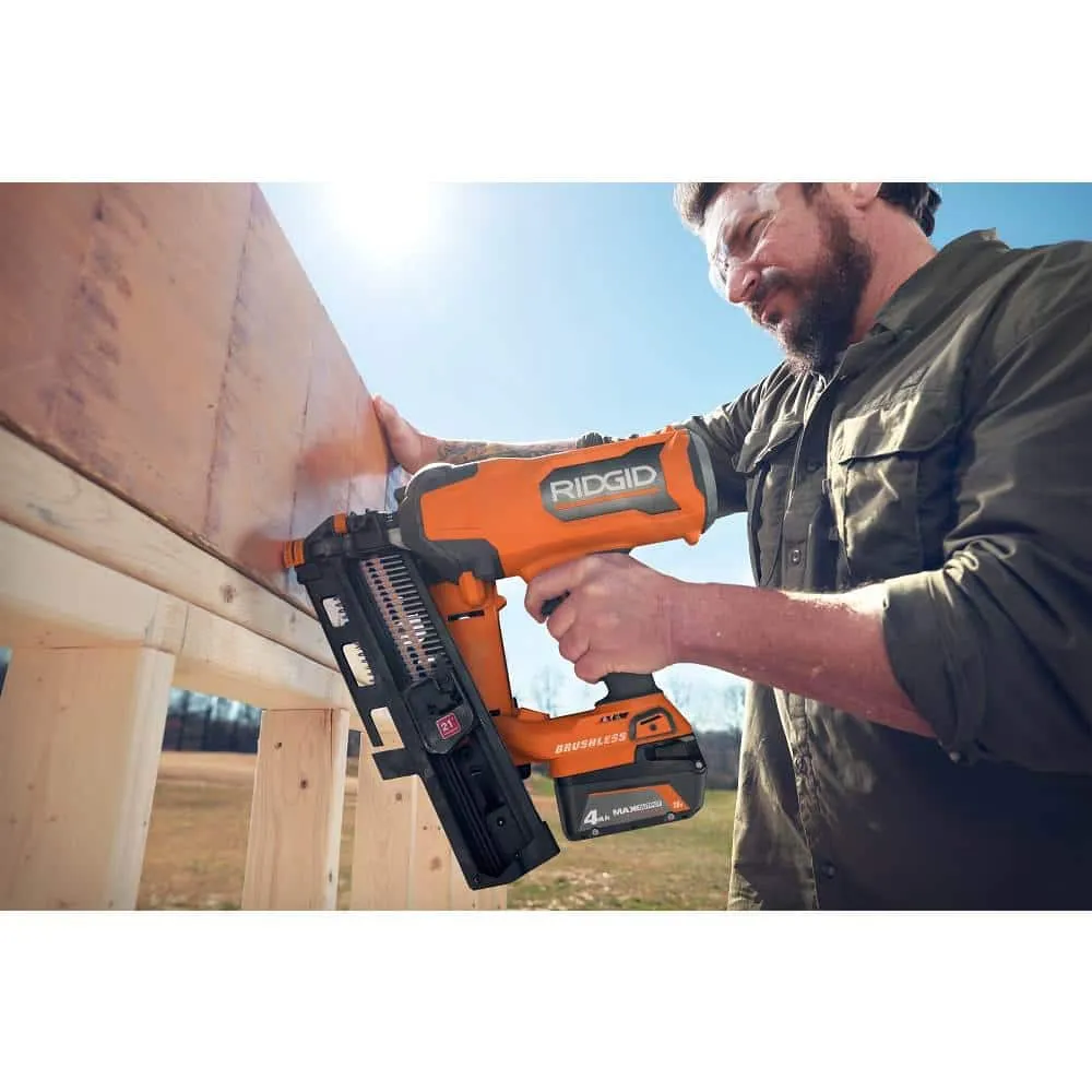 RIDGID 18V Brushless Cordless 21° 3-1/2 in. Framing Nailer & 18V Brushless Cordless 18-Gauge 2-1/8 in. Brad Nailer (Tools Only), photo 7 of 14