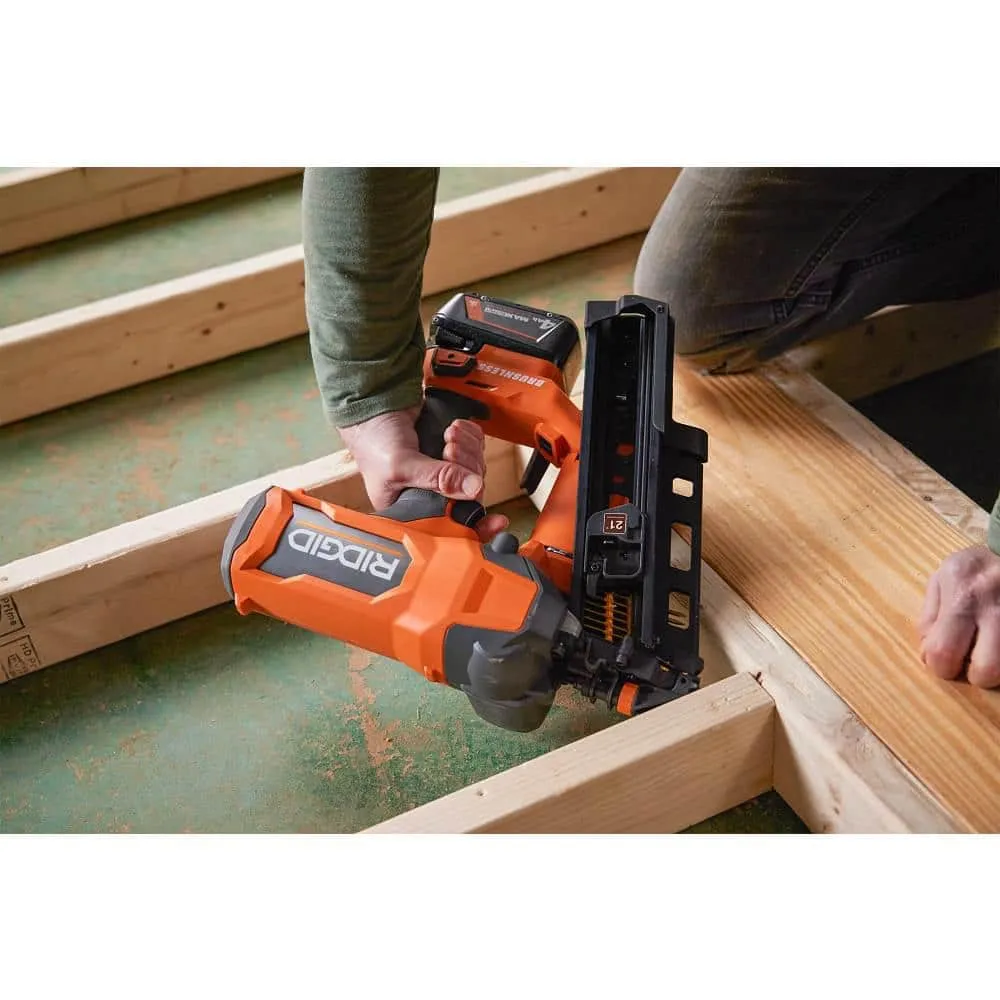 RIDGID 18V Brushless Cordless 21° 3-1/2 in. Framing Nailer & 18V Brushless Cordless 18-Gauge 2-1/8 in. Brad Nailer (Tools Only), photo 8 of 14