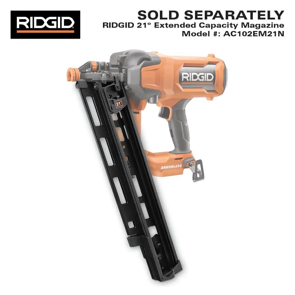 RIDGID 18V Brushless Cordless 21° 3-1/2 in. Framing Nailer & 18V Brushless Cordless 18-Gauge 2-1/8 in. Brad Nailer (Tools Only), photo 12 of 14