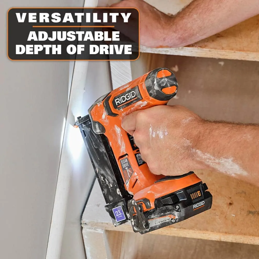 RIDGID 18V Cordless 23 Gauge 1-3/8 in. Headless Pin Nailer Kit with 2.0 Ah Battery and Charger, photo 3 of 8
