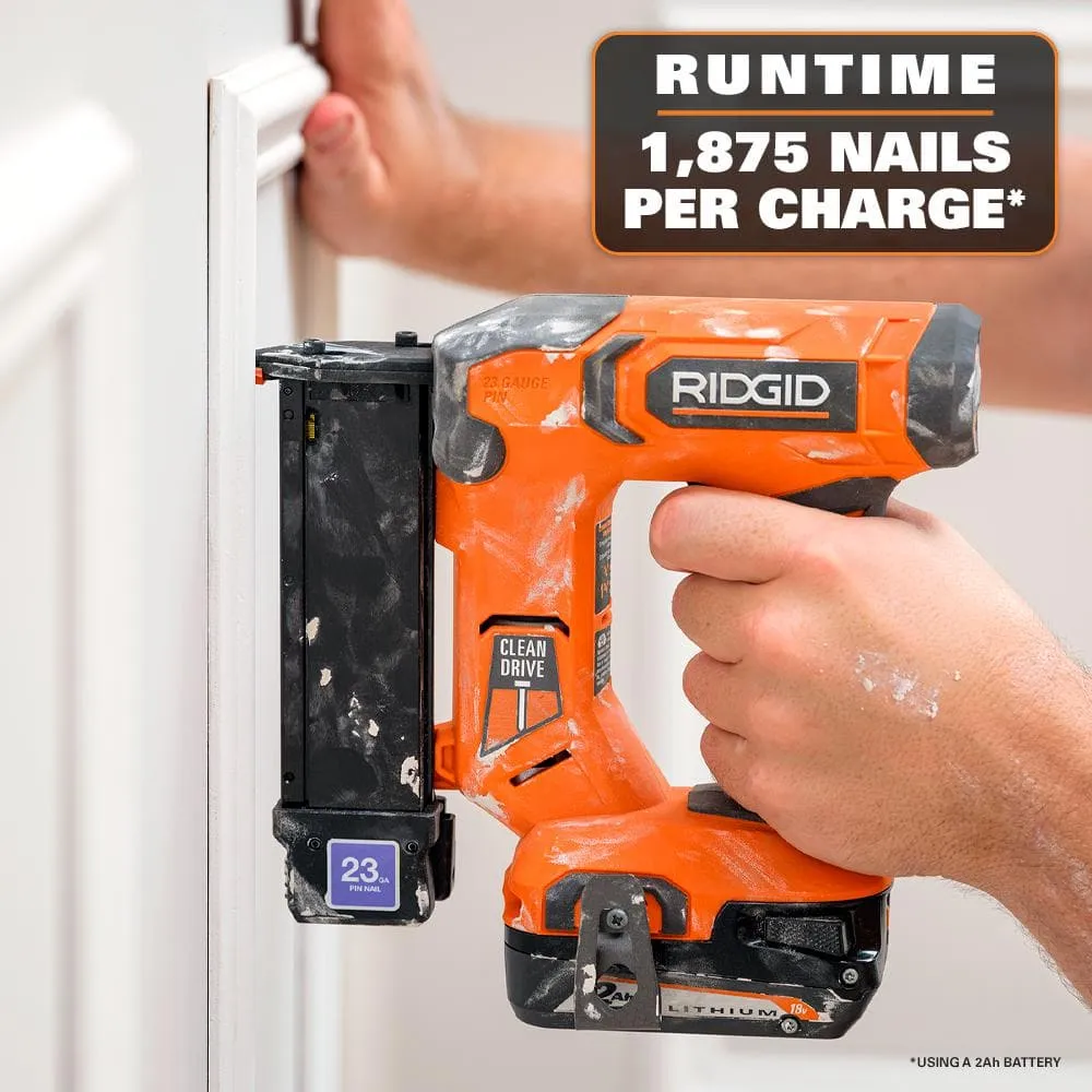 RIDGID 18V Cordless 23 Gauge 1-3/8 in. Headless Pin Nailer Kit with 2.0 Ah Battery and Charger, photo 5 of 8