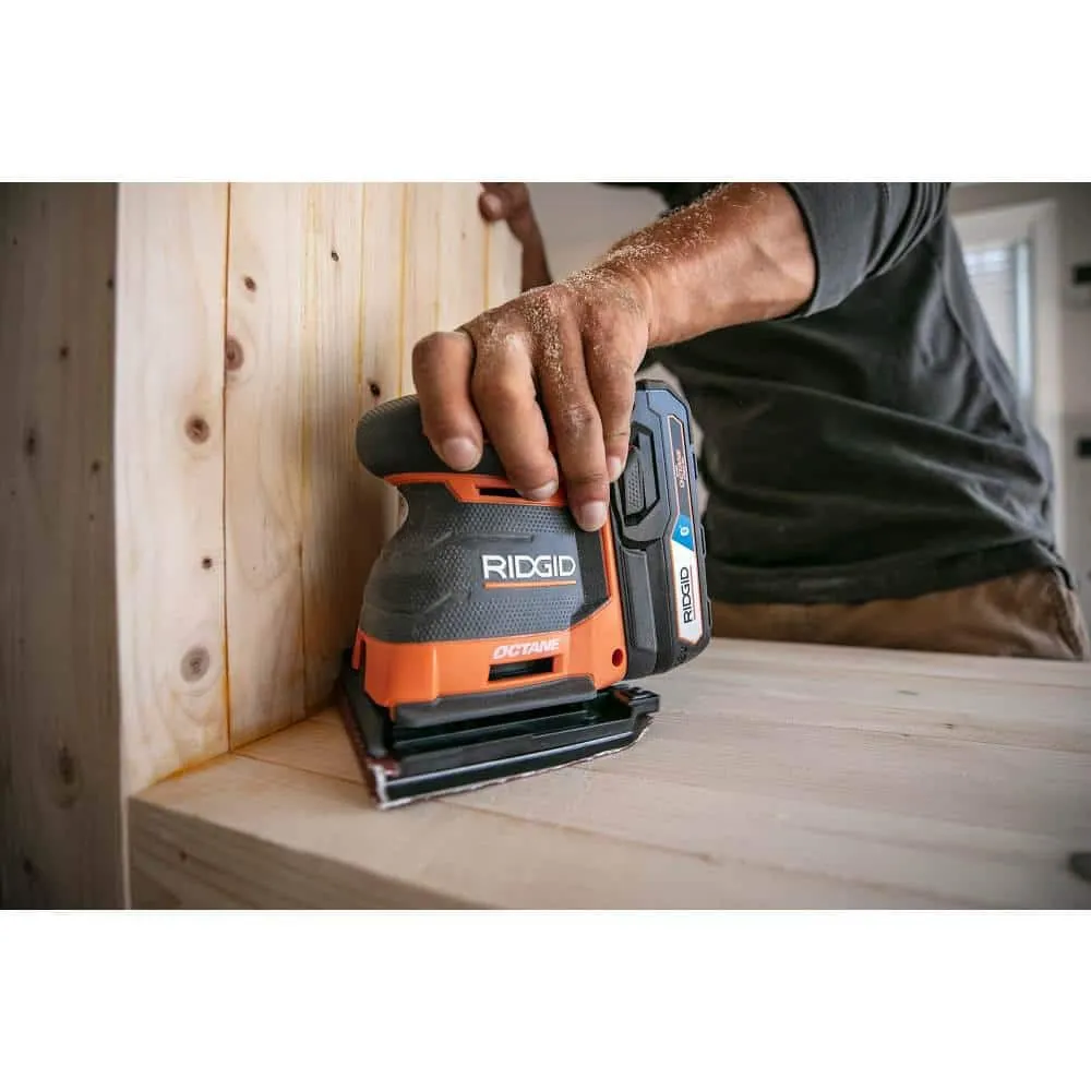 RIDGID 18V Brushless Cordless 18-Gauge 2-1/8 in. Brad Nailer with OCTANE Brushless 3-Speed 1/4 Sheet Sander (Tools Only), photo 11 of 14
