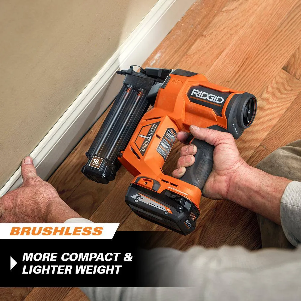 RIDGID 18V Brushless Cordless 18-Gauge 2-1/8 in. Brad Nailer with Brushless Cordless 1/2 in. Drill/Driver (Tools Only), photo 5 of 13
