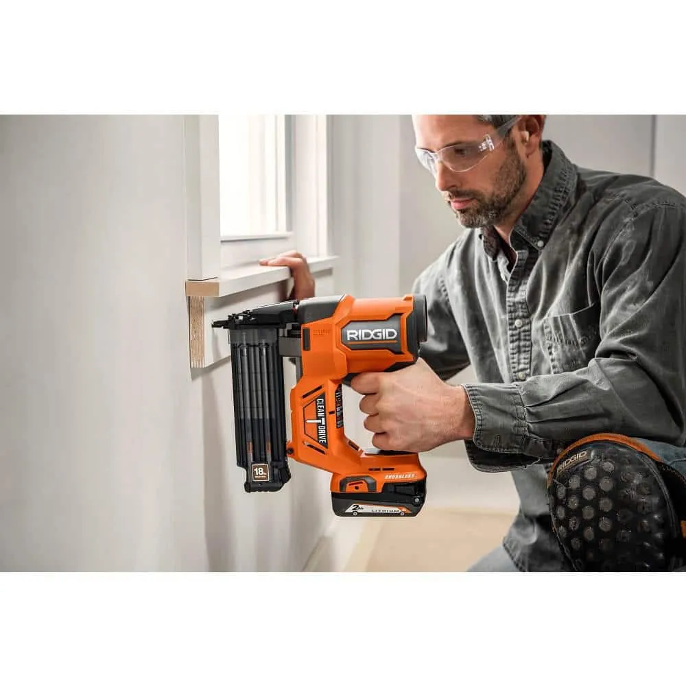 RIDGID 18V Brushless Cordless 18-Gauge 2-1/8 in. Brad Nailer with Brushless Cordless 1/2 in. Drill/Driver (Tools Only), photo 9 of 13