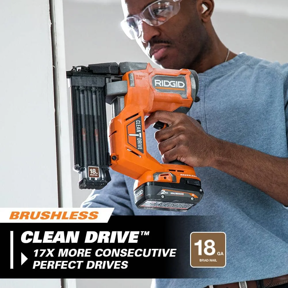 RIDGID 18V Brushless Cordless 18-Gauge 2-1/8 in. Brad Nailer with Brushless Cordless 1/2 in. Drill/Driver (Tools Only), photo 4 of 13