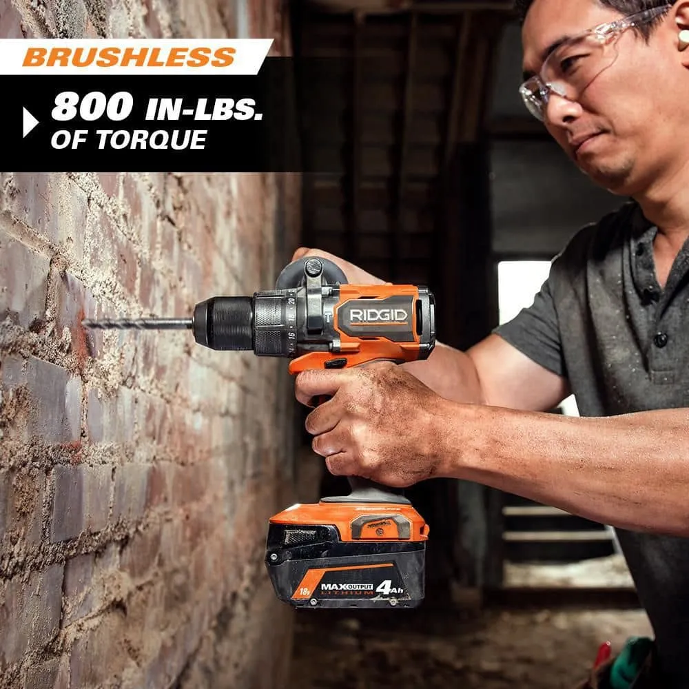 RIDGID 18V Brushless Cordless 2-Tool Combo Kit with High-Torque Impact Wrench, Hammer Drill/Driver, 4.0 Ah Battery, and Charger, photo 10 of 13