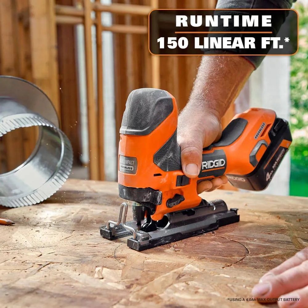 RIDGID 18V Brushless Cordless 2-Tool Combo Kit with SubCompact Barrel Grip Jig Saw and Compact Router (Tools Only), photo 9 of 11