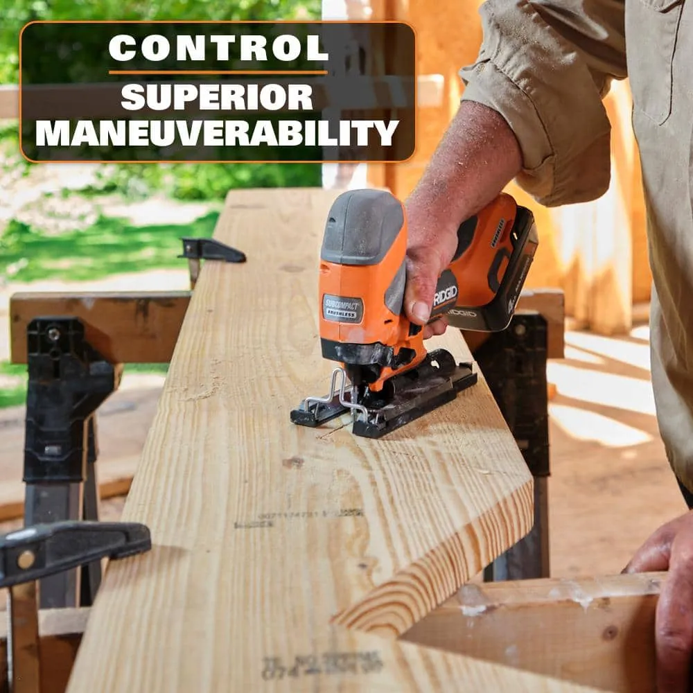 RIDGID 18V Brushless Cordless 2-Tool Combo Kit with SubCompact Barrel Grip Jig Saw and Compact Router (Tools Only), photo 5 of 11