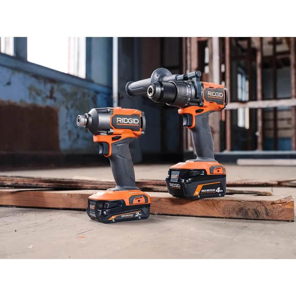 RIDGID 18V Brushless Cordless 2-Tool Combo Kit with Hammer Drill, Impact Driver, (3) Batteries, Charger, and Bag, photo 10 of 14