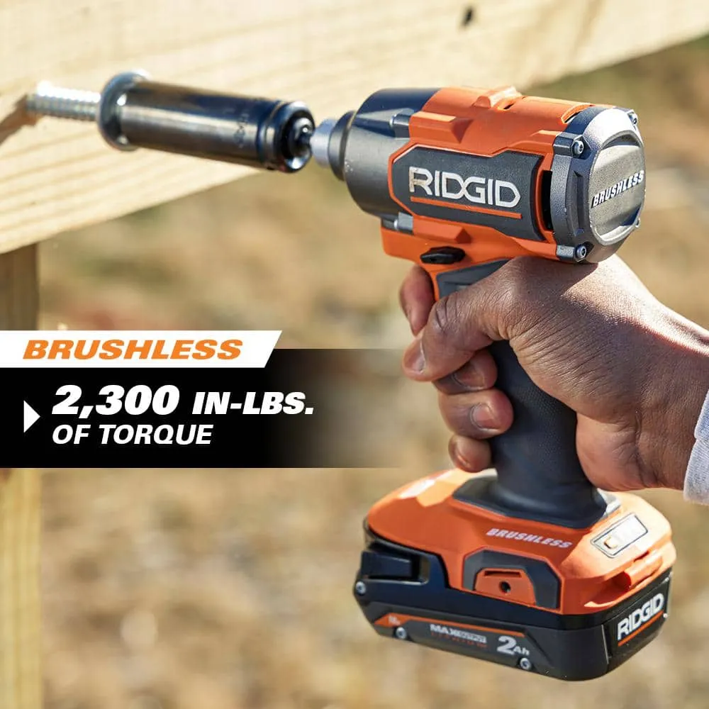 RIDGID 18V Brushless Cordless 2-Tool Combo Kit with Hammer Drill, Impact Driver, (3) Batteries, Charger, and Bag, photo 7 of 14
