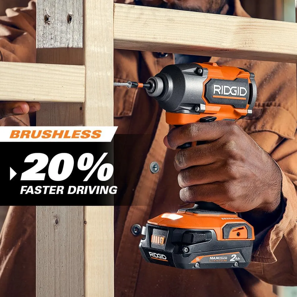 RIDGID 18V Brushless Cordless 2-Tool Combo Kit w/ Hammer Drill, Impact Driver, Batteries, Charger, Bag & 18V Caulk Gun, photo 8 of 13