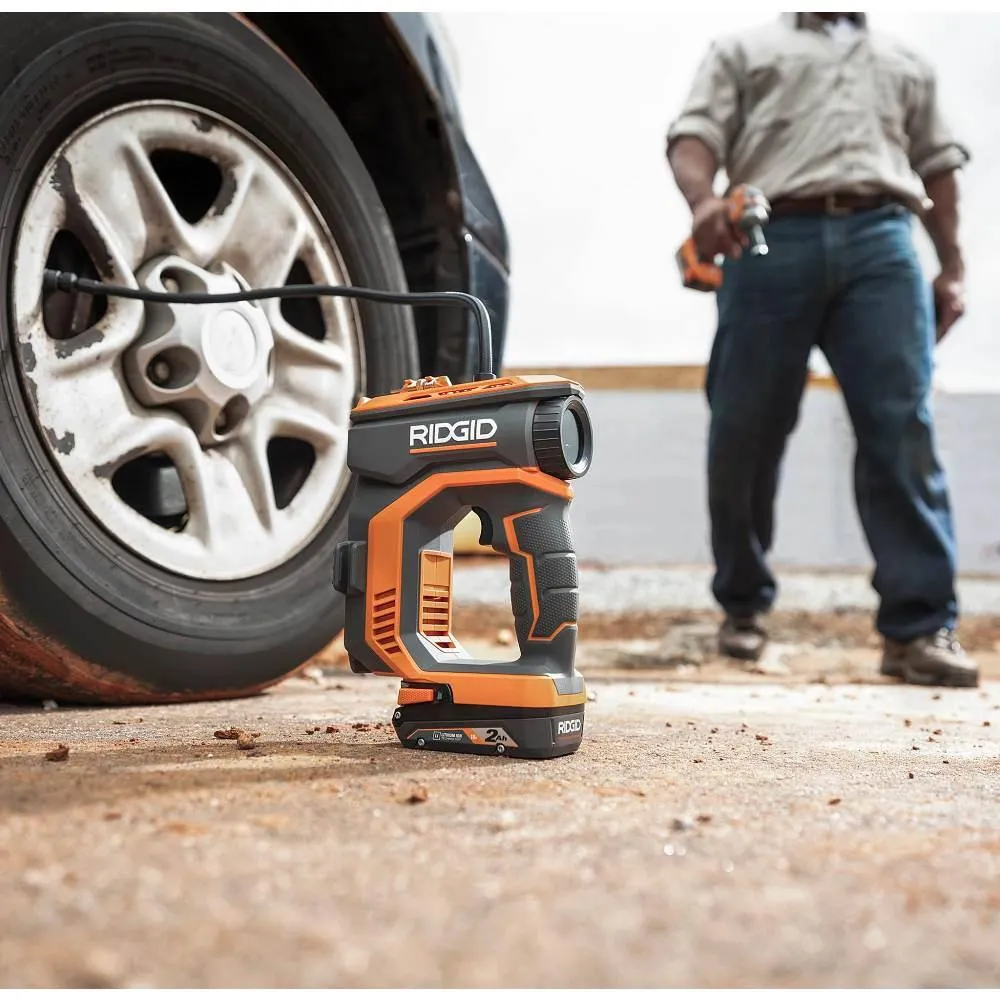 RIDGID 18V Brushless Cordless 3-Tool Combo Kit w/ Hammer Drill, Impact Driver, Digital Inflator, Batteries, Charger & Bag, photo 10 of 13