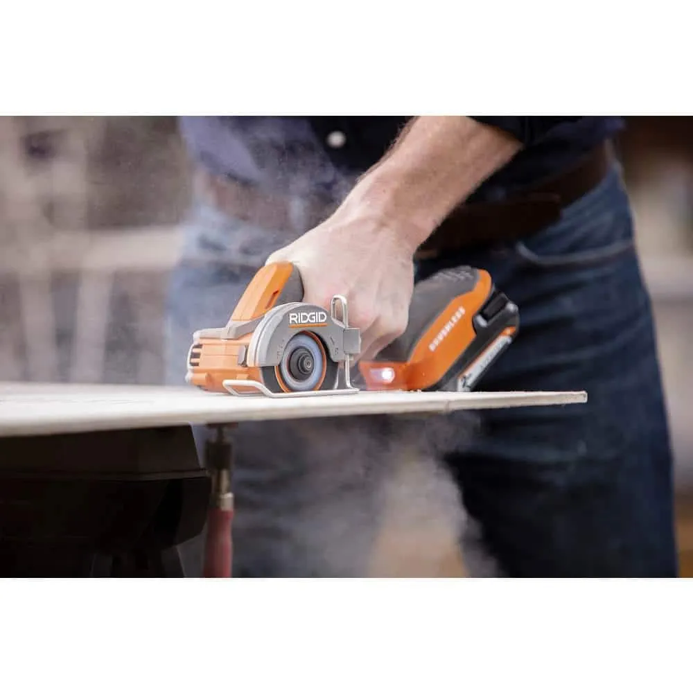 RIDGID 18V Brushless Cordless 2-Tool Combo Kit w/ Hammer Drill, Impact Driver, Saw, Batteries, Charger, & Bag, photo 10 of 14