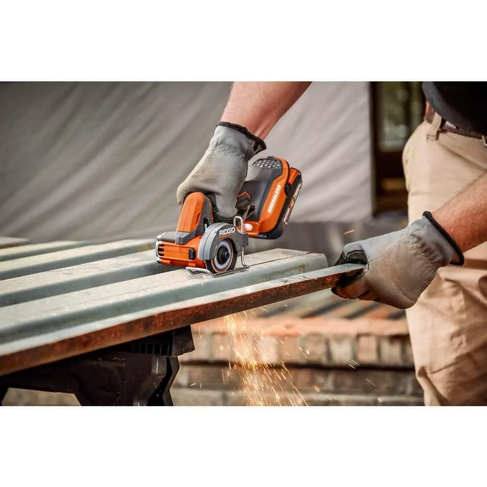 RIDGID 18V Brushless Cordless 2-Tool Combo Kit w/ Hammer Drill, Impact Driver, Saw, Batteries, Charger, & Bag, photo 12 of 14