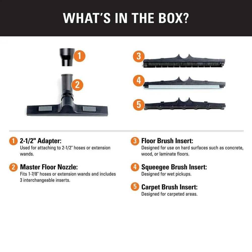 1-7/8 in. and 2-1/2 in. Premium Floor Cleaning Accessory Kit Shop Vac Attachments for RIDGID Wet Dry Vacuums, photo 2 of 14