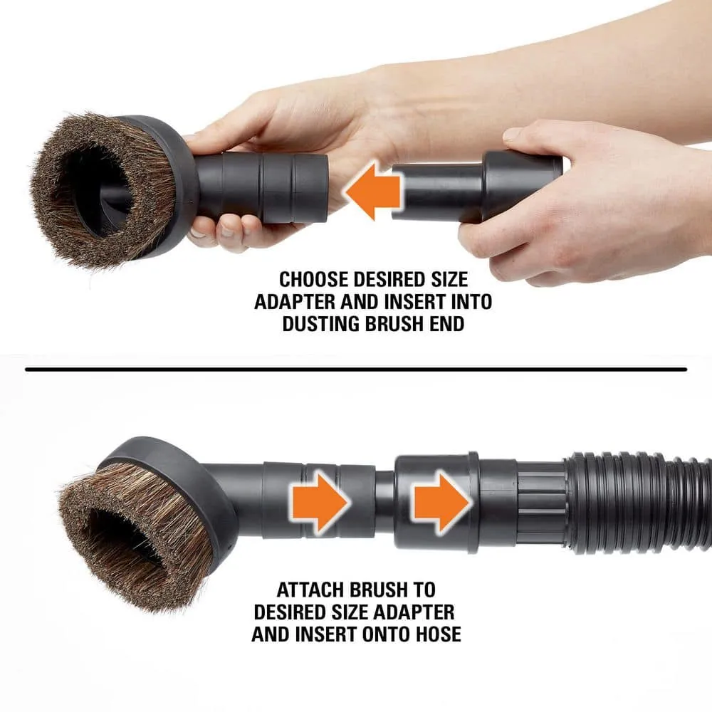 1-1/4 in. Natural Hair Dusting Brush Shop Vac Attachment with 1-7/8 in., 2-1/2 in. Adapters for RIDGID Wet Dry Vacuums, photo 4 of 11