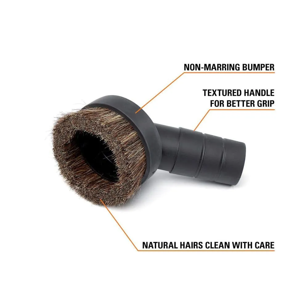 1-1/4 in. Natural Hair Dusting Brush Shop Vac Attachment with 1-7/8 in., 2-1/2 in. Adapters for RIDGID Wet Dry Vacuums, photo 8 of 11