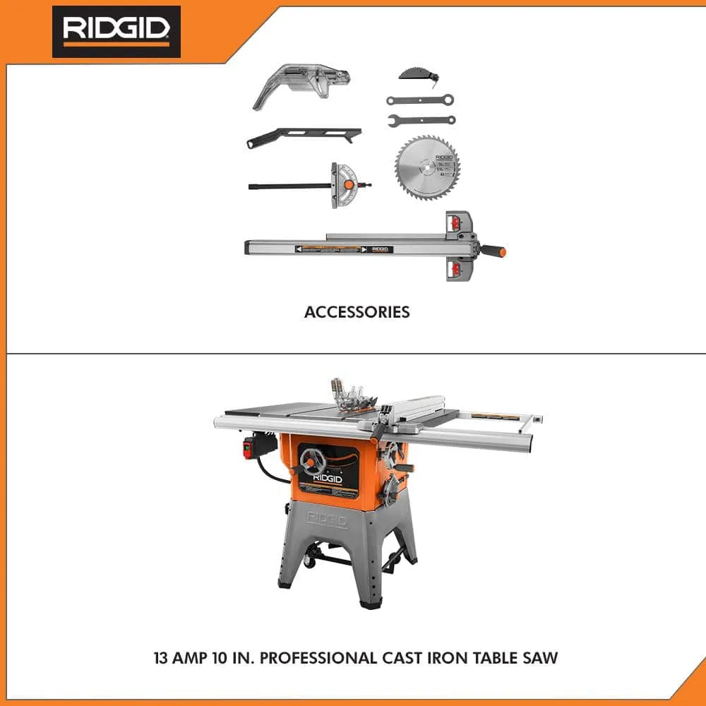 RIDGID 13 Amp 10 in. Professional Cast Iron Table Saw (R4520), photo 4 of 8