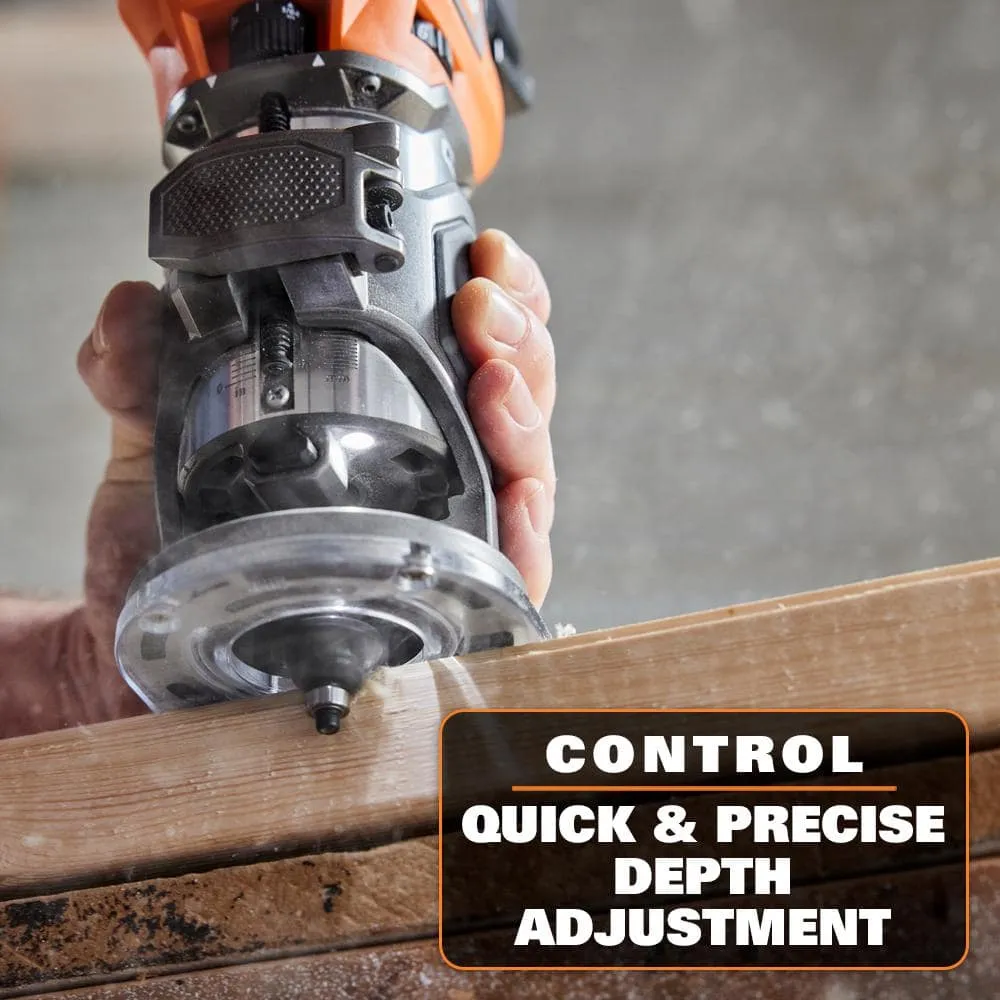 RIDGID 18V Brushless Cordless Compact Trim Router Kit with 18V Lithium Ion 2.0 Ah Battery and Charger, photo 5 of 10