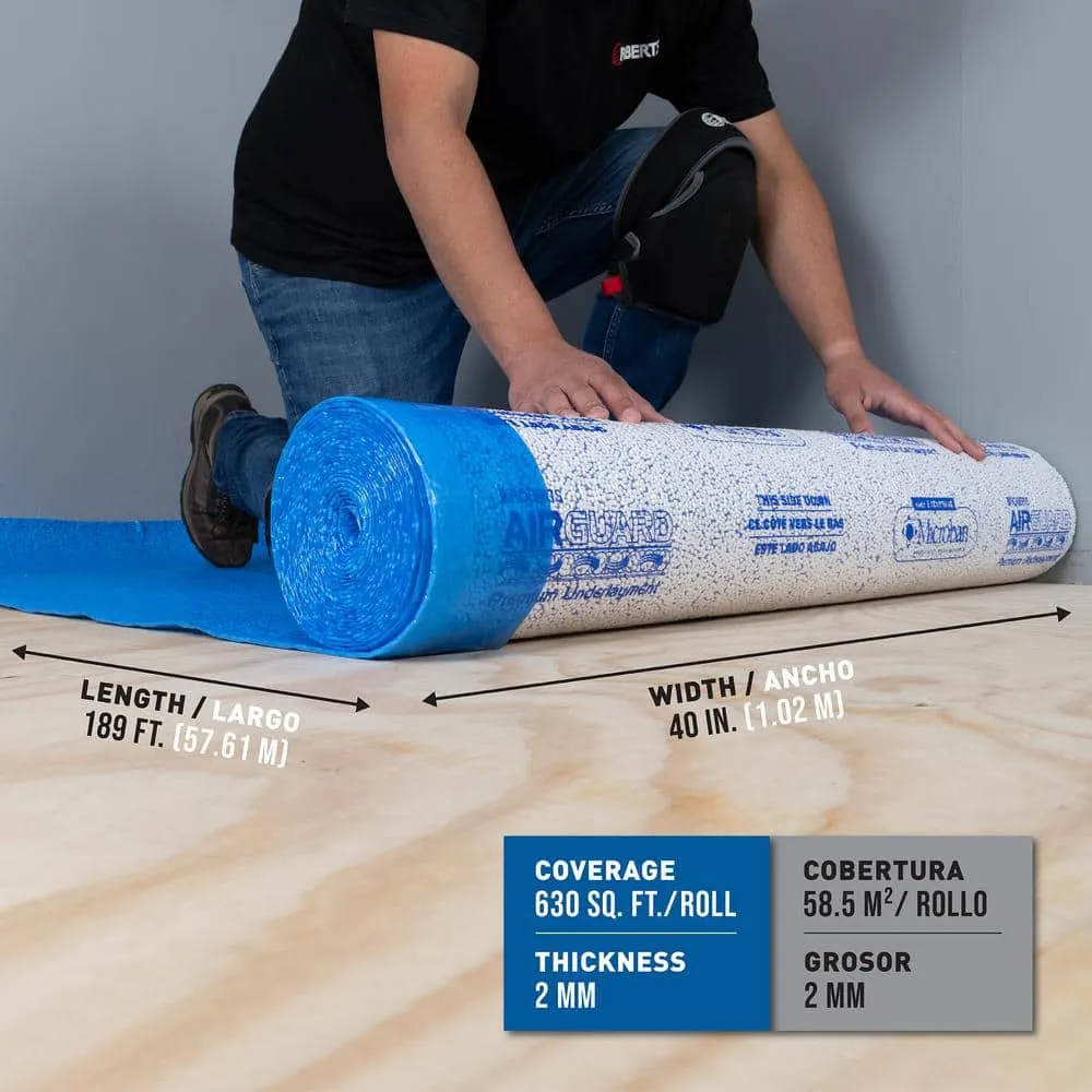 ROBERTS AirGuard 630 sq. ft. 40 in. x 189 ft. x 2 mm 5-in-1 Underlayment with Microban for Laminate and Engineered Wood Floors, photo 4 of 8