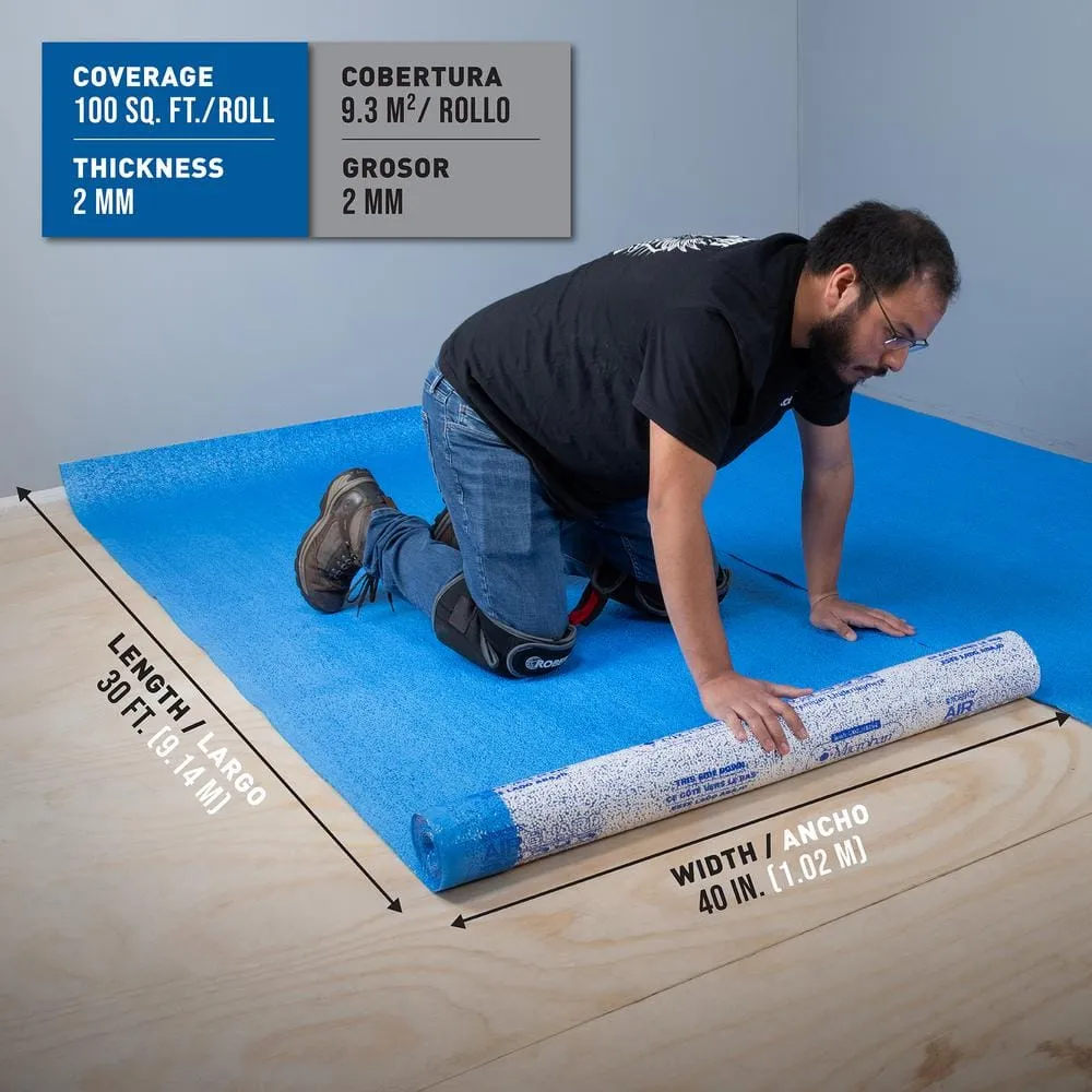 ROBERTS AirGuard 100 sq. ft. 40 in. x 30 ft. x 2 mm 5-in-1 Underlayment with Microban for Laminate and Engineered Wood Floors, photo 2 of 8