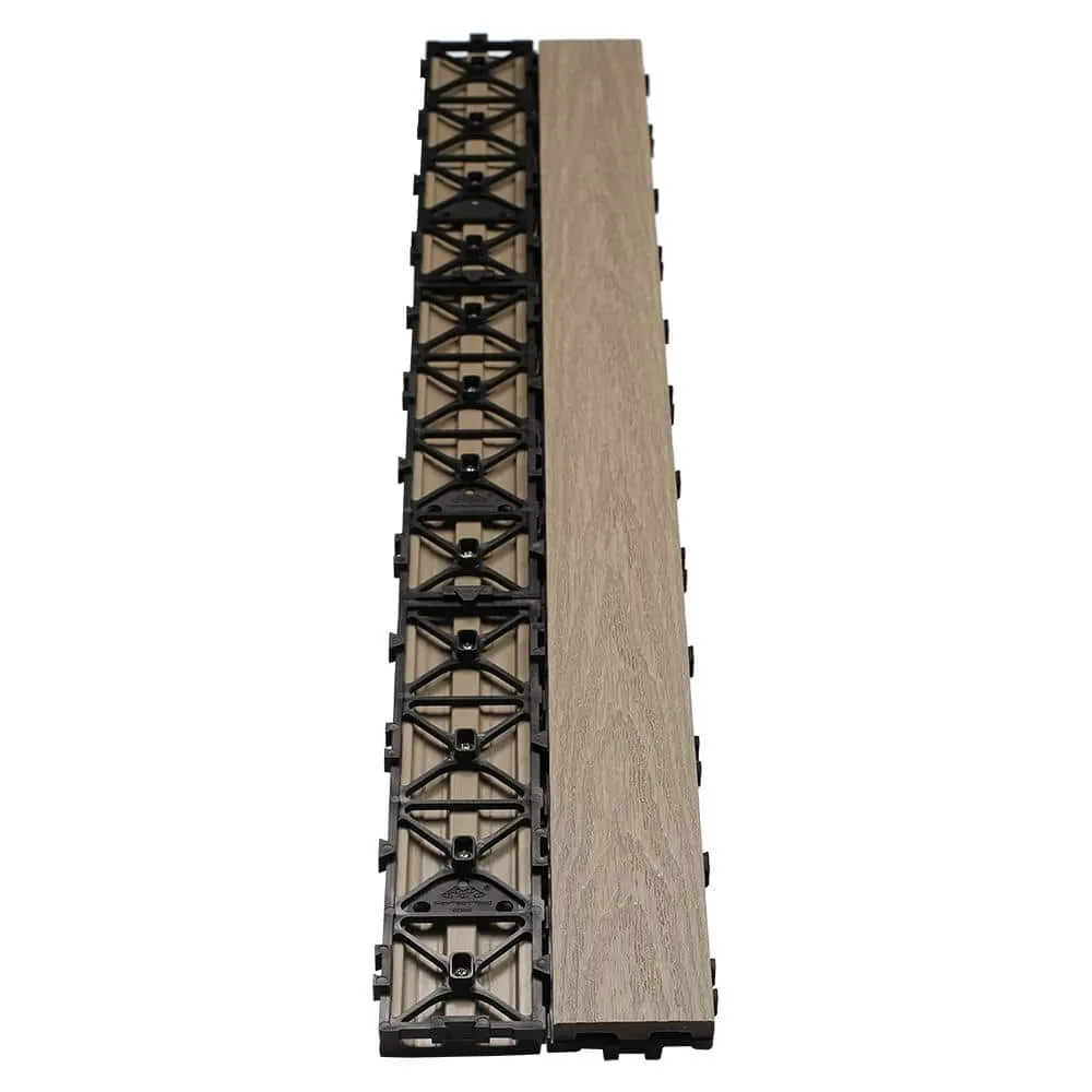 NewTechWood UltraShield Naturale 3 in. x 3 ft. Quick Composite Single Slat Deck Tile in Roman Antique (4-Pieces per Box), photo 4 of 4