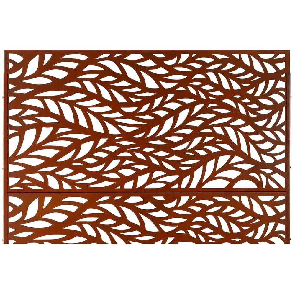 Runesay Outdoor 76 in. H x 48 in. W Metal Privacy Screen in Rust Red for Deck Balcony Patio, photo 5 of 8