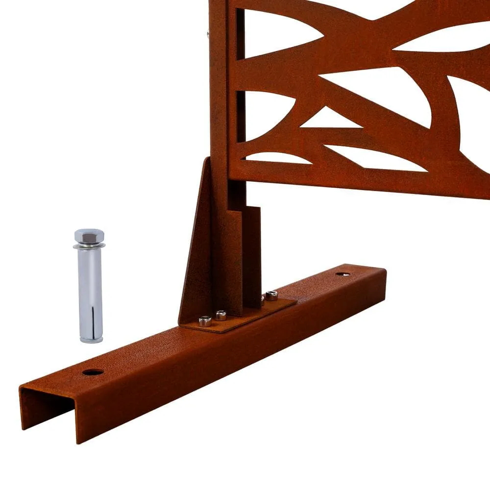 Runesay Outdoor 76 in. H x 48 in. W Metal Privacy Screen in Rust Red for Deck Balcony Patio, photo 4 of 8