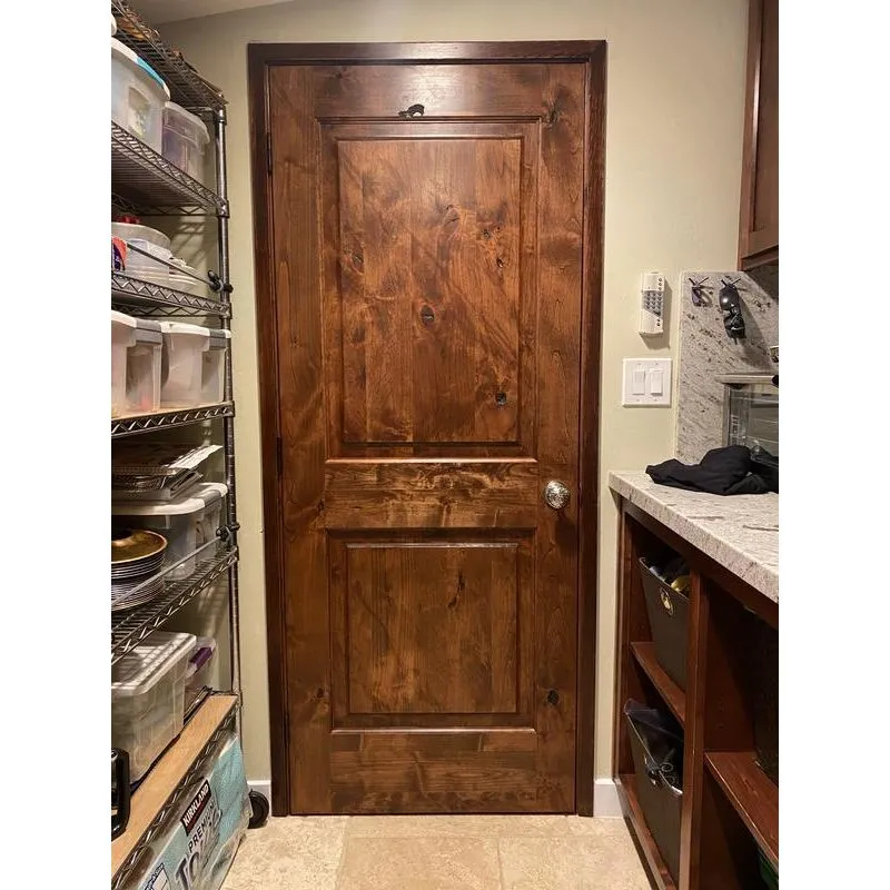 Krosswood Doors 42 in. x 96 in. Knotty Alder 2-Panel Left-Hand Inswing Grey Stain Wood Prehung Front Door, photo 8 of 8