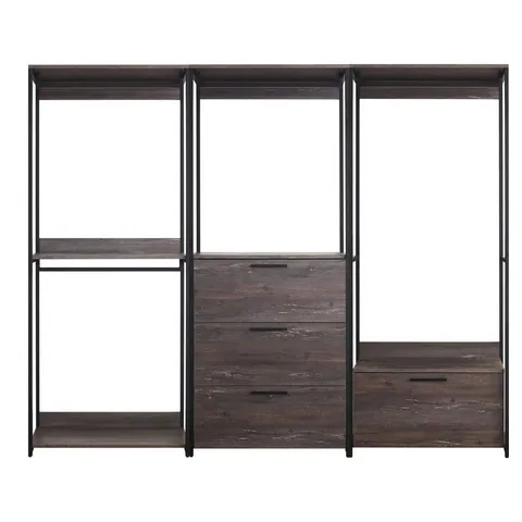 Monica 96 in. W Rustic Gray Walk-in Wood Closet System