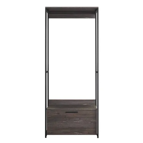 Monica 32 in. W Rustic Gray Wood Closet System Walk-in Closet with 1-Drawer